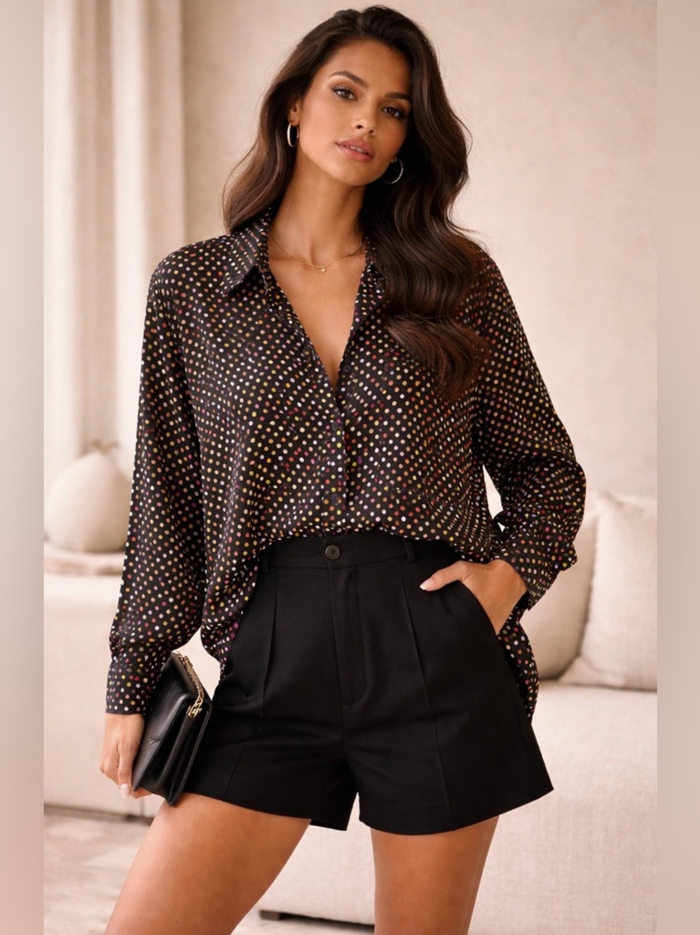 Kaliyana Polka Dot Button-Up Shirt vintage